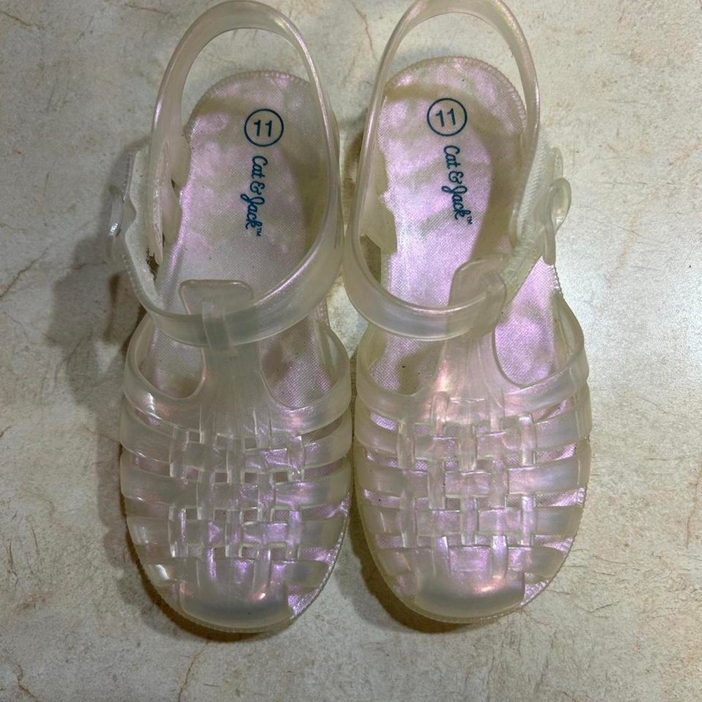 Cute iridescent pink jelly sandals Size US 11
